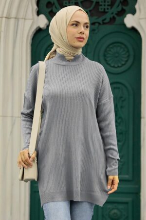  Gri Tesettür Triko Tunik 20132GR - 1