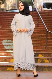 Neva Style - Gris Hijab Abaya 1434GR - Thumbnail