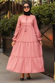Neva Style - Gül Kurusu Tesettür Elbise 4810GK - Thumbnail