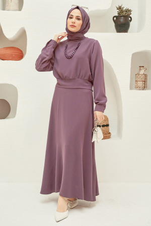 Neva Style - Gül Kurusu Tesettür Etekli İkili Takım 15060GK - 1