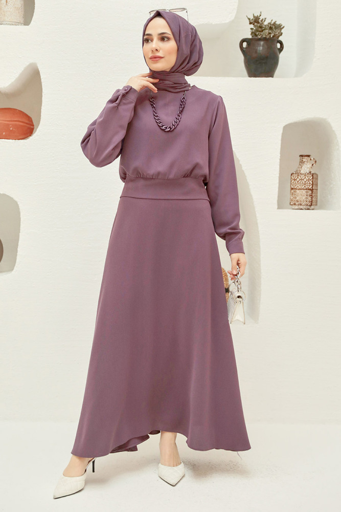 Neva Style - Gül Kurusu Tesettür Etekli İkili Takım 15060GK - 2