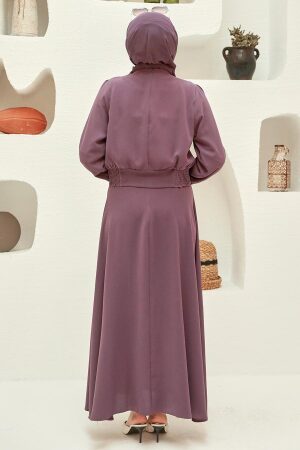 Neva Style - Gül Kurusu Tesettür Etekli İkili Takım 15060GK - 3