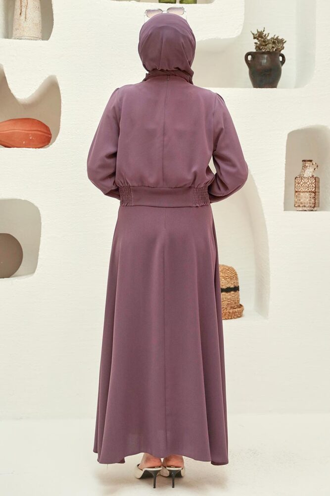 Neva Style - Gül Kurusu Tesettür Etekli İkili Takım 15060GK - 3