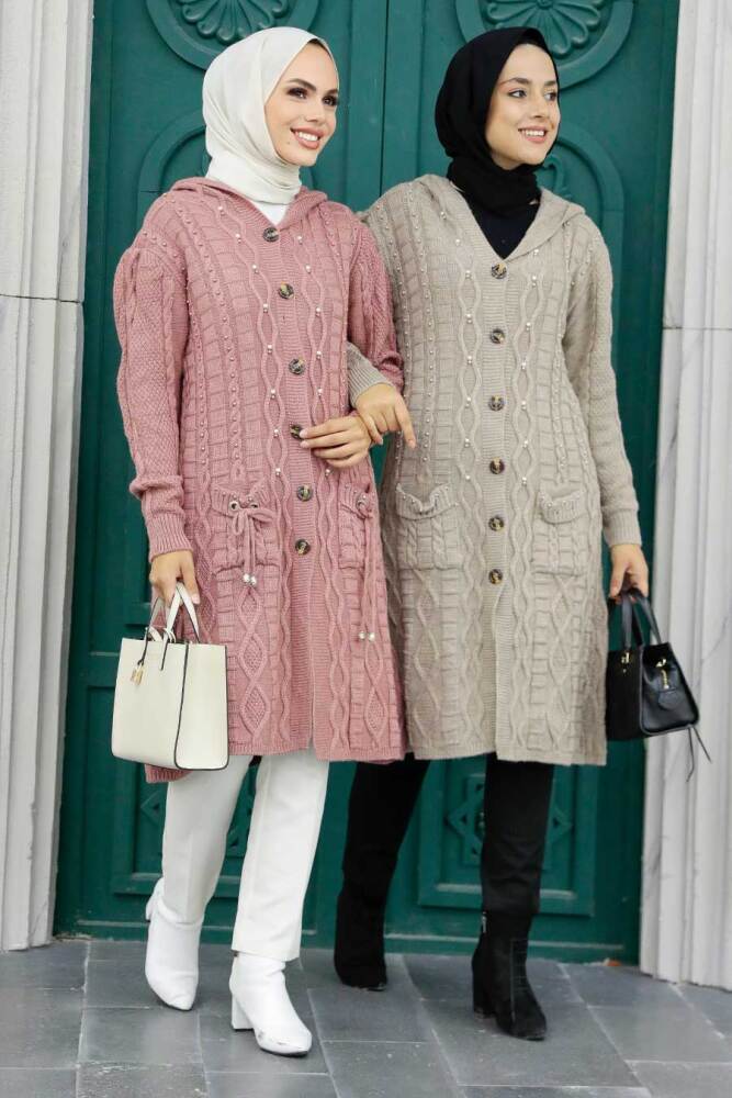 Neva Style - Gül Kurusu Tesettür Triko Hırka 70020GK - 2