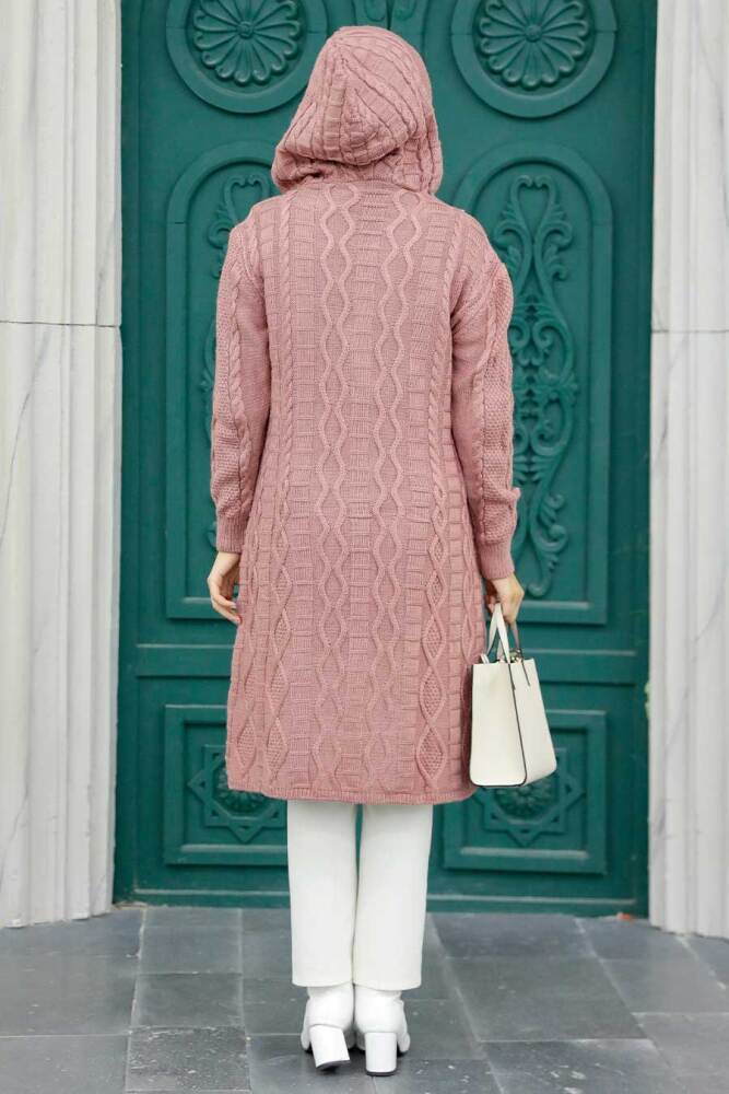 Neva Style - Gül Kurusu Tesettür Triko Hırka 70020GK - 4