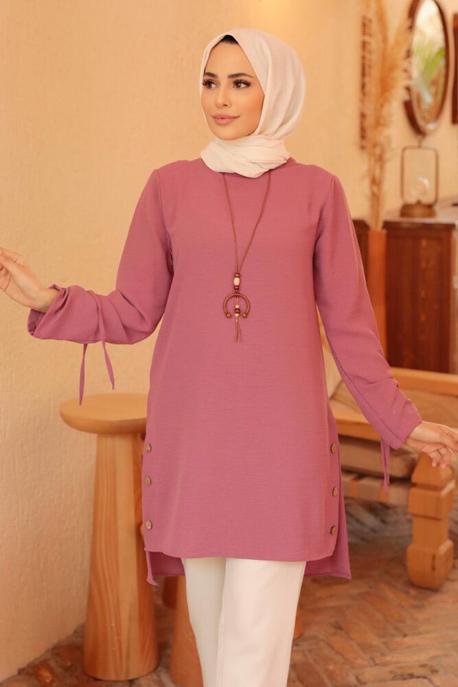Neva Style - Gül Kurusu Tesettür Tunik 4044GK - 1