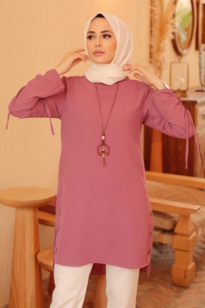 Neva Style - Gül Kurusu Tesettür Tunik 4044GK - 2