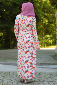 Neva Style - Gül Pudra Tesettürlü Elbise 53545PD - Thumbnail