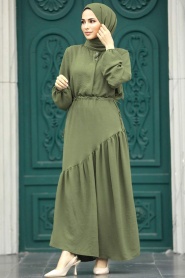 Neva Style - Haki Tesettür Elbise 5911HK - Thumbnail