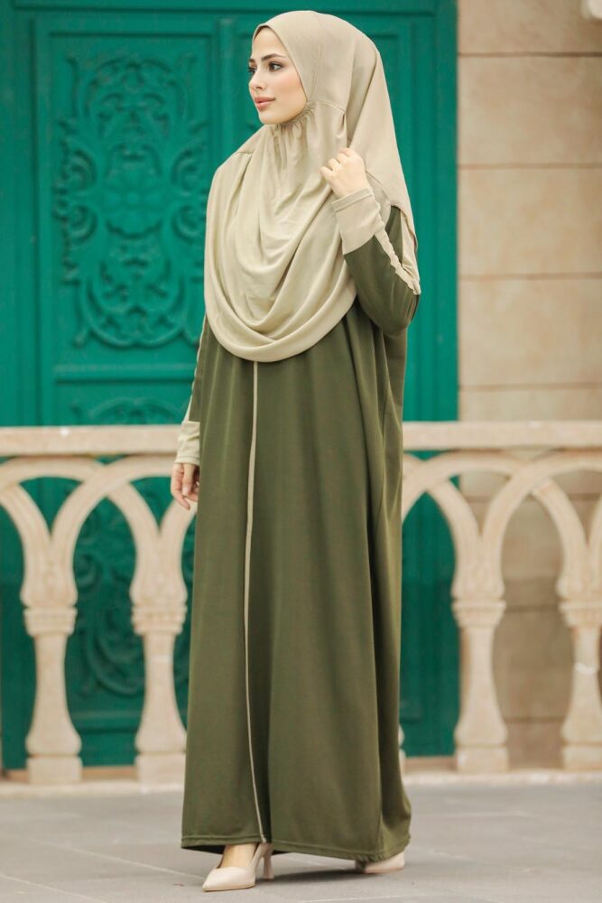  Haki Tesettür Namaz Elbisesi 2309HK - 1