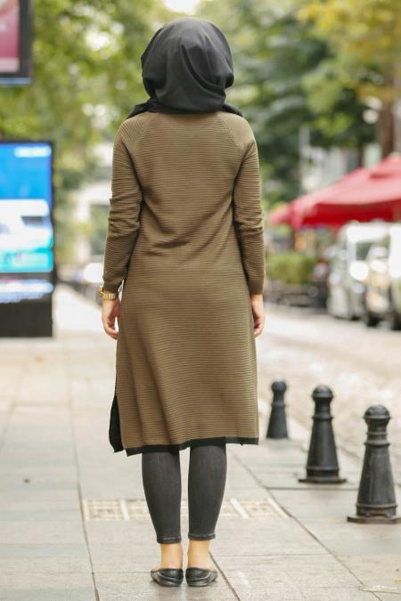 Neva Style - Haki Tesettür Triko Tunik 15379HK - 2