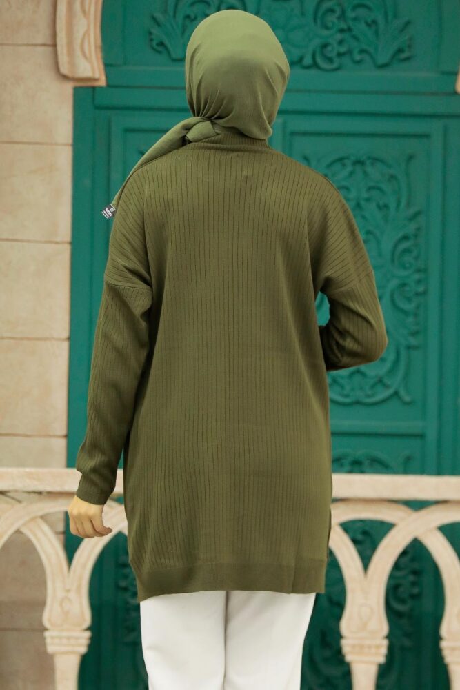 Neva Style - Haki Tesettür Triko Tunik 20132HK - 3