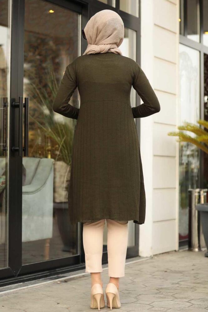 Neva Style - Haki Tesettür Triko Tunik 2321HK - 2