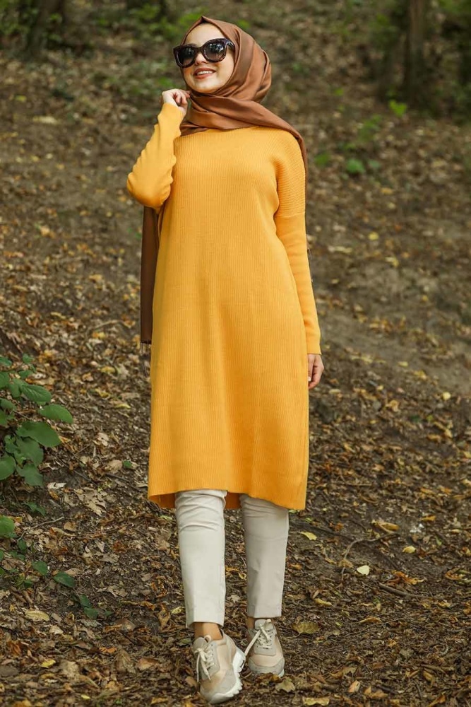 Neva Style - Hardal Tesettür Triko Tunik 883HR - 1