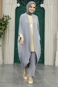 Neva Style - Hijab Triple Set Gris 52261GR - Thumbnail