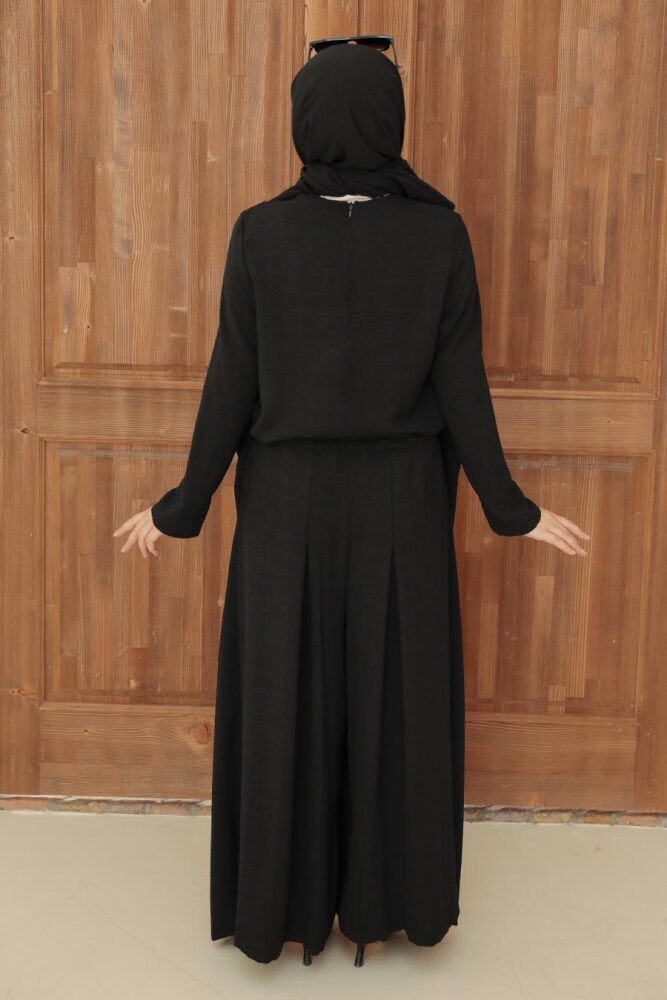 Neva Style - Hırka Detaylı Siyah Tesettür Tulum 51890S - 5