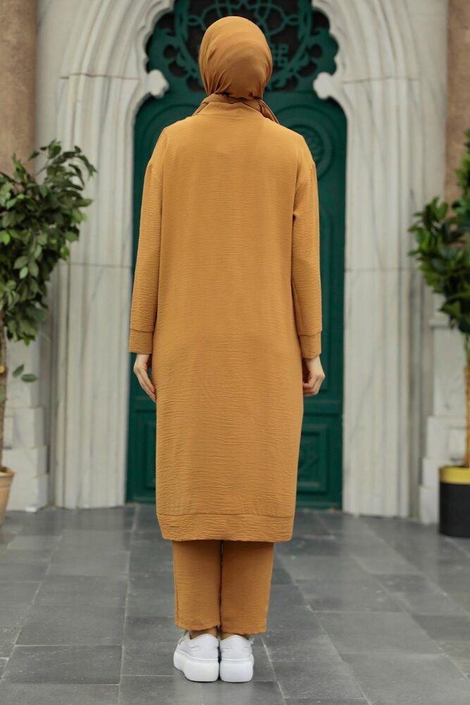 Neva Style - Hırkalı Bisküvi Tesettür Üçlü Takım 5214BS - 4