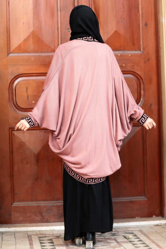 Neva Style - Hırkalı Gül Kurusu Tesettür Triko İkili Takım 30920GK - 2