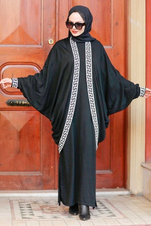 Neva Style - Hırkalı Siyah Tesettür Triko İkili Takım 30920S - 1