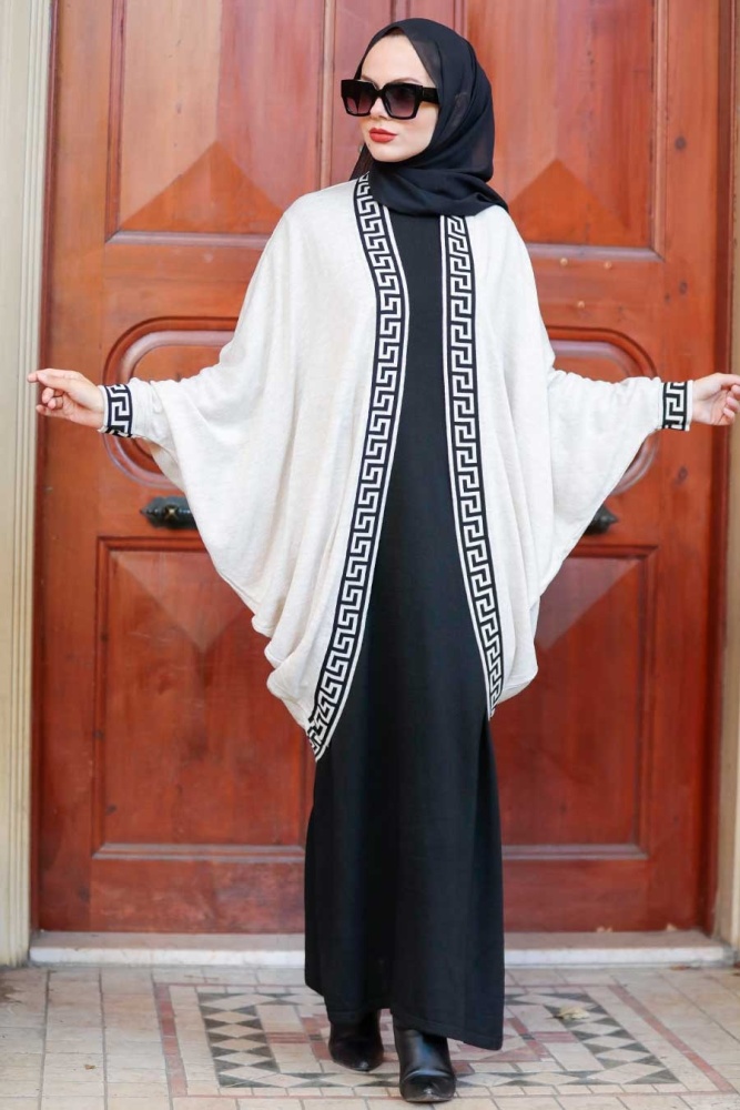 Neva Style - Hırkalı Taş Tesettür Triko İkili Takım 30920TAS - 1