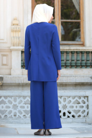 Neva Style - İkili Sax Mavisi Tunik / Pantolon Takım 52460SX - Thumbnail