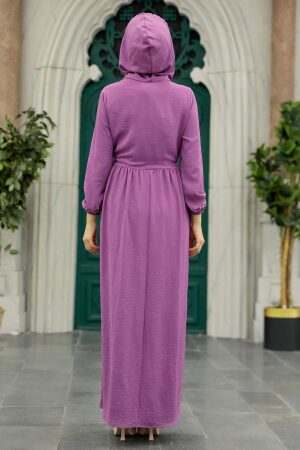 Neva Style - İnci Detaylı Gül Kurusu Tesettür Elbise 13260GK - 2