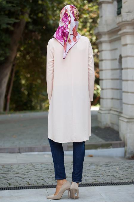 Neva Style - İnci Detaylı Somon Tunik - 3