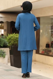 Neva Style - Indigo Blue Dual Suit Dress 1127IM - Thumbnail