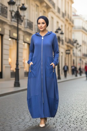 Neva Style - İndigo Blue Dubai Abaya 20130IM - 1