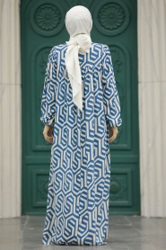 Neva Style - İndigo Blue High Quality Dress 8995IM - Thumbnail