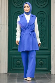 Neva Style - İndigo Blue High Quality Dual Suit 5916IM - Thumbnail