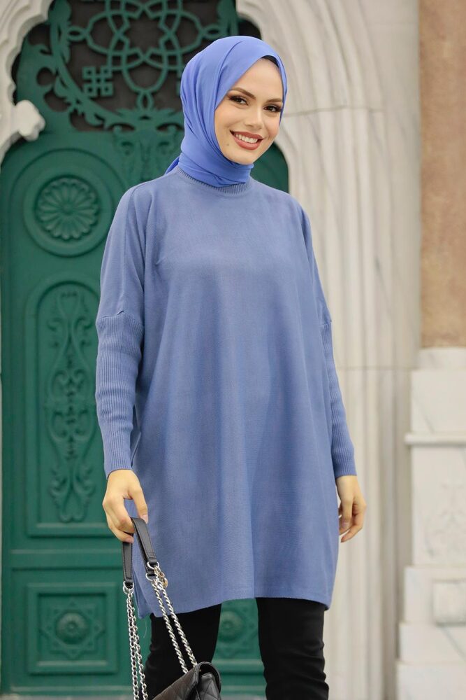 Neva Style - İndigo Blue High Quality Knitwear Tunic 3399IM - 1