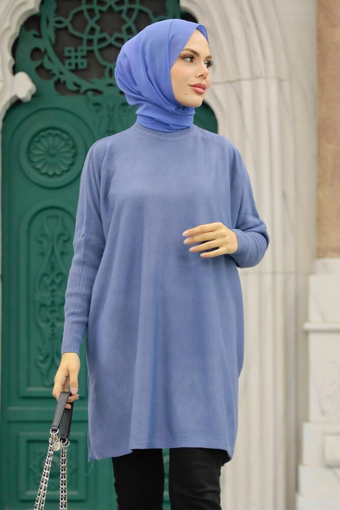 Neva Style - İndigo Blue High Quality Knitwear Tunic 3399IM - 2