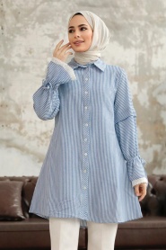 Neva Style - İndigo Blue High Quality Shirt 11251IM - Thumbnail