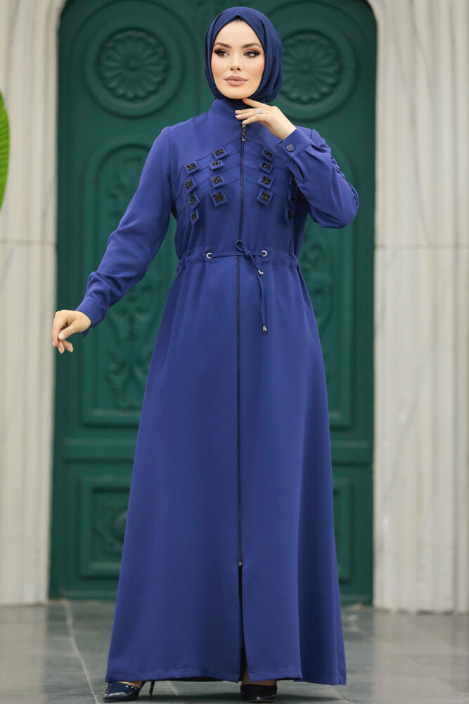 İndigo Blue High Quality Turkish Abaya 10037IM - 3
