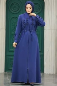 Neva Style - İndigo Blue High Quality Turkish Abaya 10037IM - Thumbnail