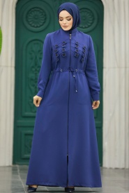 Neva Style - İndigo Blue High Quality Turkish Abaya 10037IM - Thumbnail