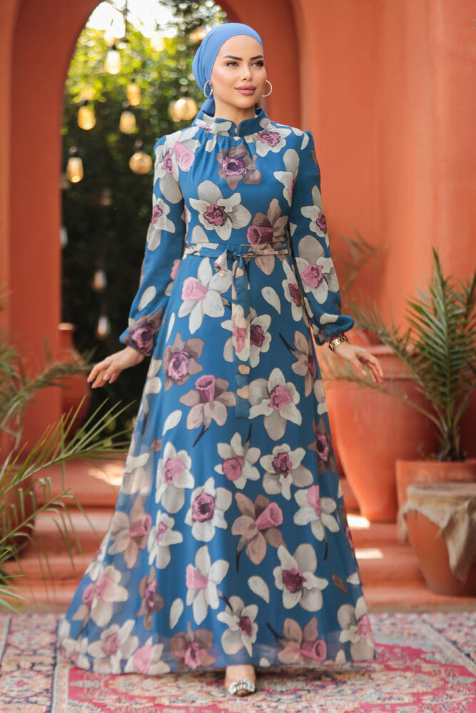 İndigo Blue Hijab Dress 279325IM - 1