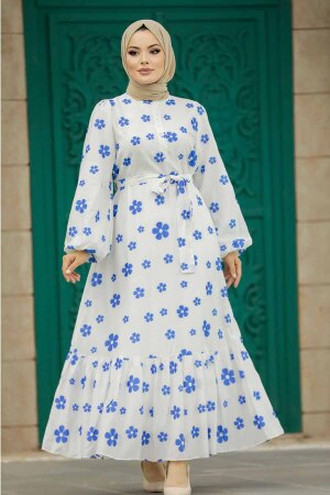 İndigo Blue Hijab For Women Dress 13461IM - 3