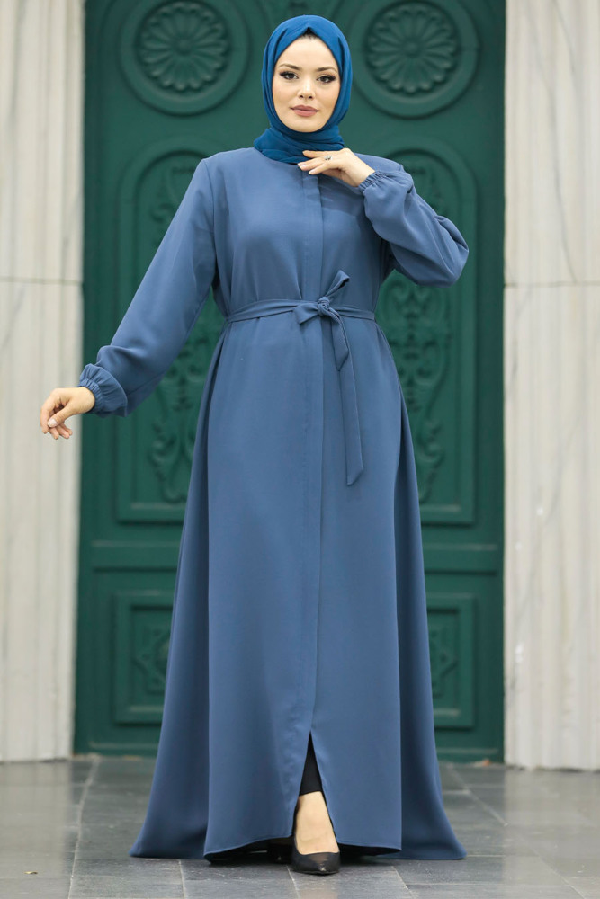 İndigo Blue Hijab For Women Turkish Abaya 62534IM - 1