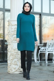 Neva Style - Indigo Blue Hijab Knitwear Tunic 20091IM - Thumbnail