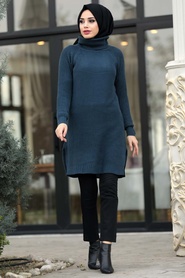 Neva Style - Indigo Blue Hijab Knitwear Tunic 2513IM - Thumbnail