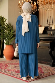 Neva Style - İndigo Blue Hijab Suit Dress 41502IM - Thumbnail
