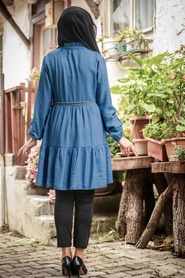 Neva Style - Indigo Blue Hijab Tunic 38990IM - Thumbnail