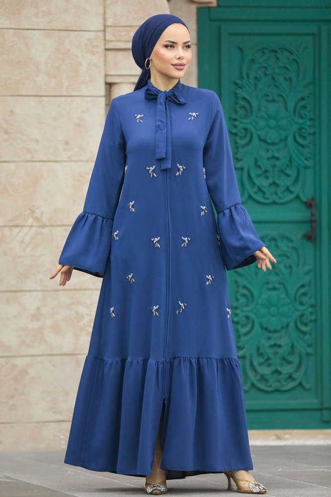 İndigo Blue Hijab Turkish Abaya 20009IM - 1