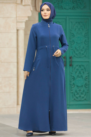 Neva Style - İndigo Blue Hijab Turkish Abaya 60125IM - 2