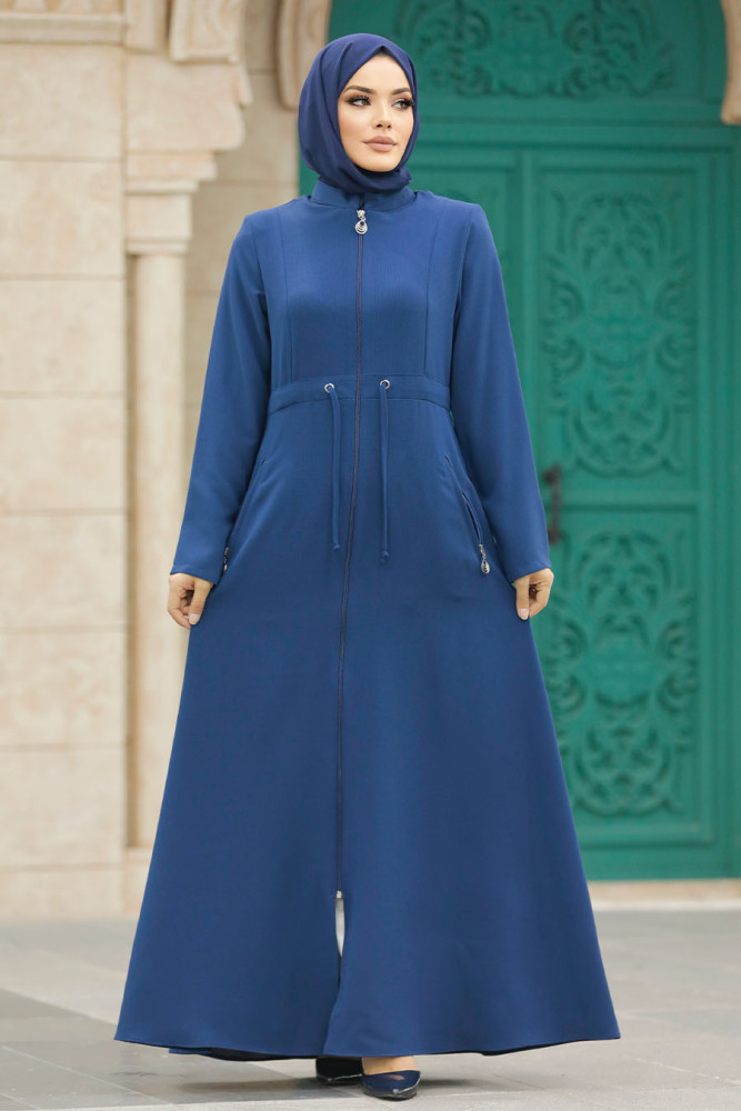 Neva Style - İndigo Blue Hijab Turkish Abaya 60125IM - 1