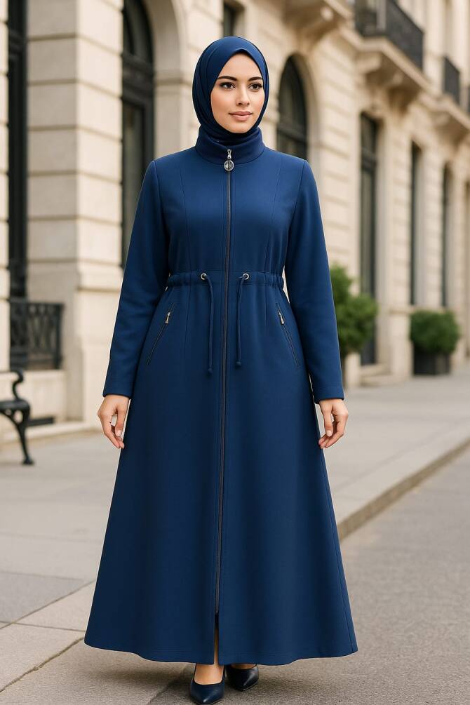 İndigo Blue Hijab Turkish Abaya 60125IM - 1