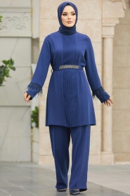 Neva Style - İndigo Blue Hijab Turkish Dual Suit 34071IM - Thumbnail