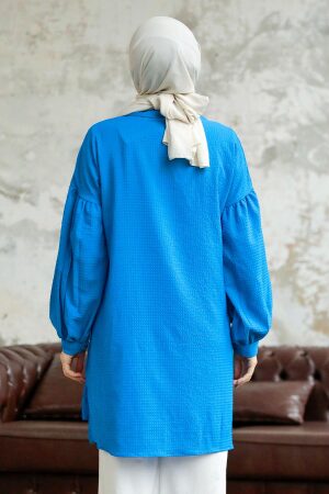 İndigo Blue Hijab Turkish Shirt 11221IM - 2